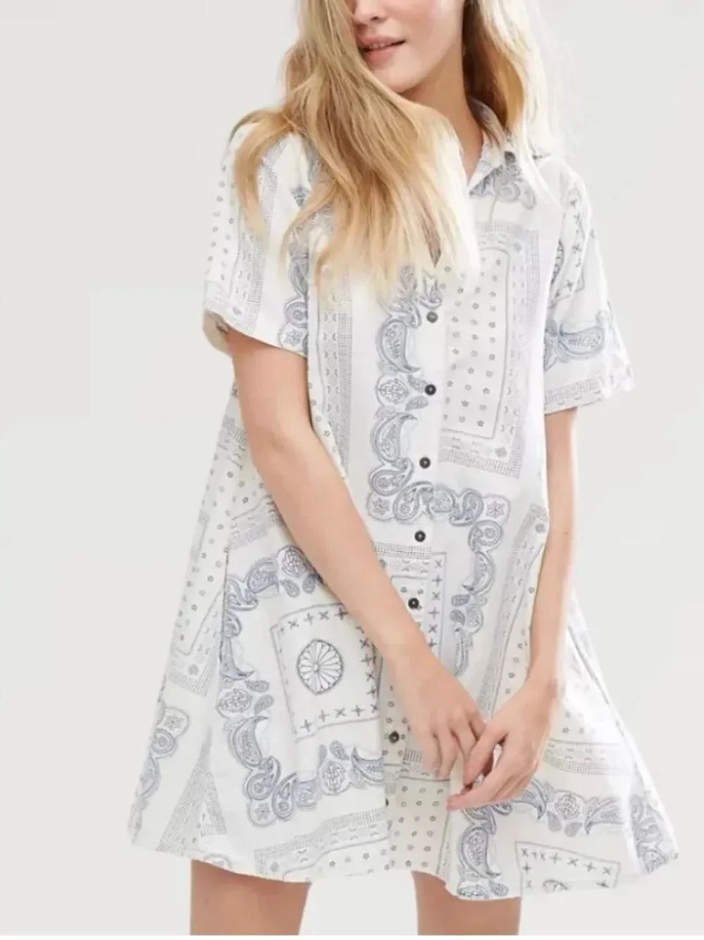 Current/Elliott 'The Rolled Sleeve' Bandana Print Cotton Shirtdress 0